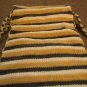 Large Drawstring Knit Bag, Light Brown, White and Dark Gray