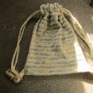 Large Drawstring Knit Bag, Light Brown and Multi-colored