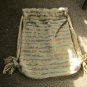 Large Drawstring Knit Bag, Light Brown and Multi-colored