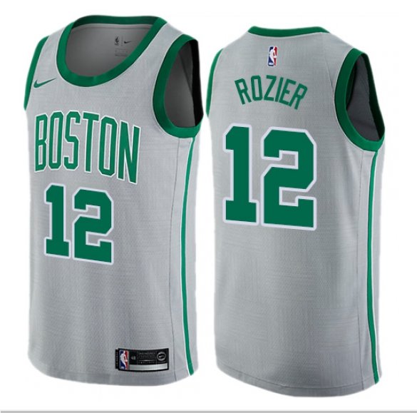 Men's Boston Celtics #12 Terry Rozier Gray Basketball Jersey