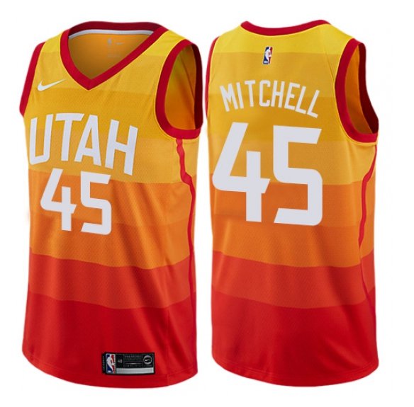 Men's Utah Jazz #45 Donovan Mitchell Orange City Edition Jersey