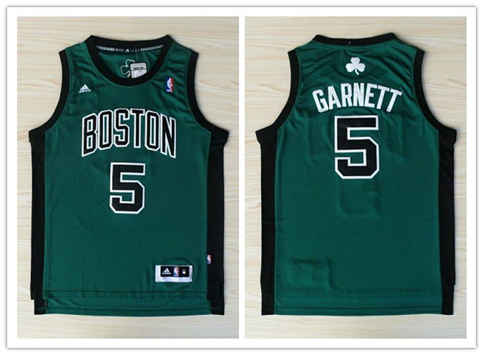 Men S Boston Celtics 5 Kevin Garnett Green Black Stitched Jersey