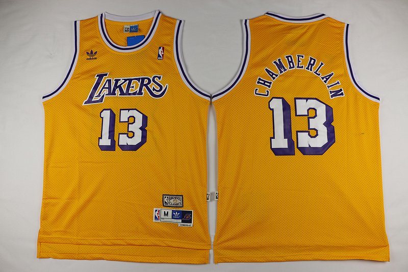 Men Los Angeles Lakers #13 Wilt Chamberlain Stitched Yellow Throwback ...