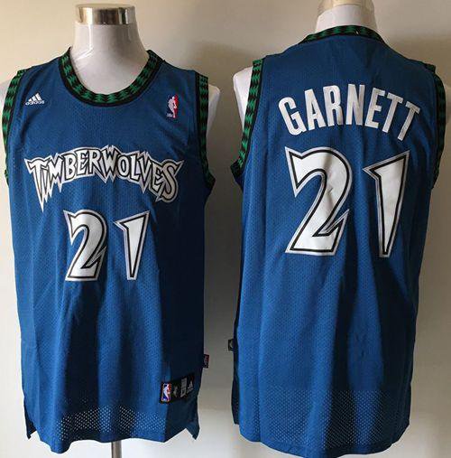 Mens Minnesota Timberwolves #21 Retro Garnett Blue Stitched Jersey