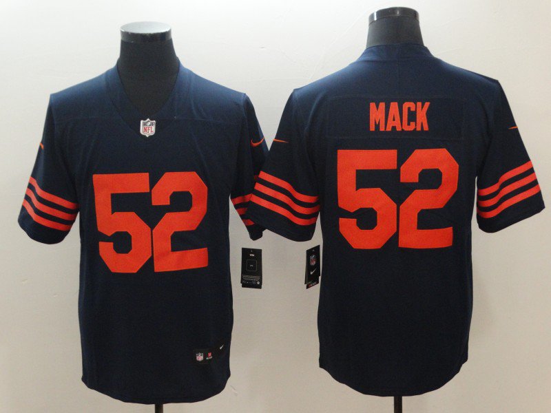 Men's Chicago Bears #52 Khalil Mack NFL Jersey Blue Orange