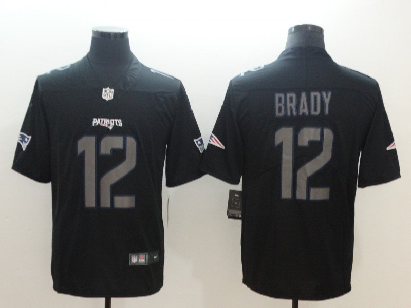Men's New England Patriots 12 TOM BRADY NFL Jersey Black