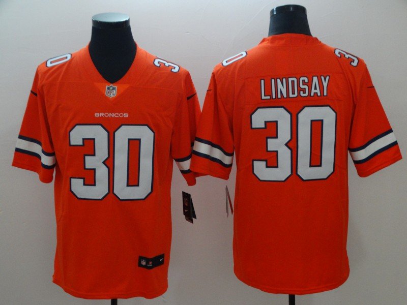 Men's Denver Broncos #30 PHILLIP LINDSAY NFL Jersey Orange