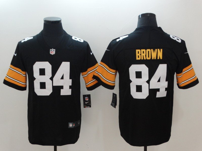 Mens Pittsburgh Steelers 84 Antonio Brown Nfl Jersey Black Yellow