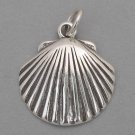 New SCALLOP CLAM SEASHELL Nautical Sterling Silver Charm Pendant 2387