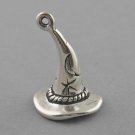 New Sterling Silver Charm Pendant 3D WITCH WIZARD HAT Halloween 3303