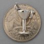 New Sterling Silver Charm Pendant 3D MARTINI GLASS with PICK & OLIVES 4147