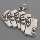New Sterling Silver Charm Pendant ROYAL FLUSH POKER CARDS Casino 2709