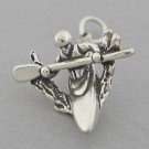 New Sterling Silver Charm Pendant 3D KAYAKER Kayak 1940