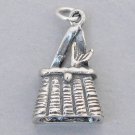 New Sterling Silver Charm Pendant 3D FISHING CREEL Basket 4031