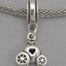 Sterling Silver European Dangle Bead Charm 3D CINDERELLA PUMPKIN CARRIAGE