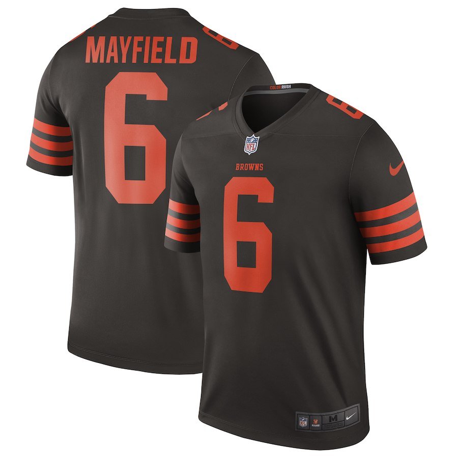 Browns Mens Baker Mayfield #6 Football Jersey Shirt Rush