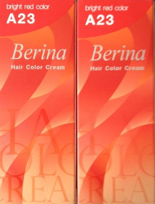 X2 A23 Berina Bright Red Permanent Hairdye True Red Color Cream Punk Emo Cosplay