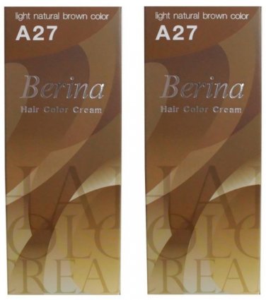 X2 Berina A27 Light Natural Brown Permanent Bronde Hair Dye Color Brunette  Emo