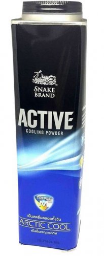 Snake Brand Artic Cool Prickly Heat Talc Powder Menthol Camphor Triclocarbon