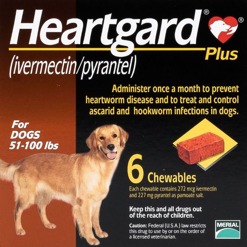 Heartgard Plus Large Dogs Dewormer Heartworm Roundworm Hookworm