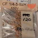 Lot of 120: CF 1/4-5-82R Carbon Film Resistors   FREE Shipping