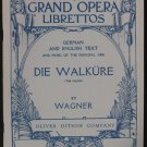 WAGNER DIE WALKURE Grand Opera Librettos Music Drama in 3 Acts   FREE Shipping