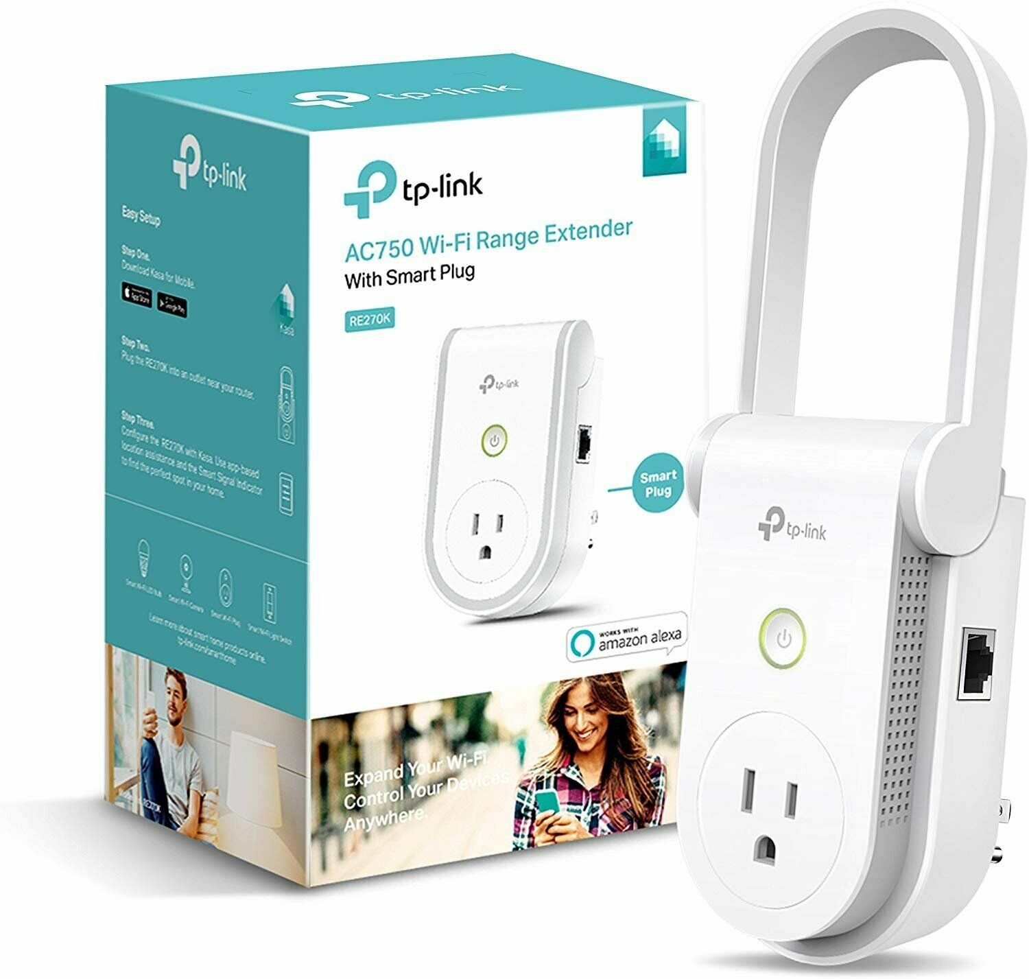 Kasa AC750 Wi-Fi Range Extender Smart Plug by TP-Link - Fast AC750 Wi-Fi...