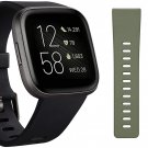 Fitbit Versa 2 Smartwatch Carbon (Black) with Bonus Bands (Olive)