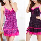 V Neck Ruffled Splicing Ice Silk Pajama Slip Nightdress