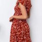 Tropical Slim Printed Irregular Ruffled Dress