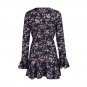 Trumpet Sleeve Floral Chiffon Wrap Dress