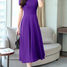 Women's Slim Short Sleeve V Neck Long Dress MIDI Dress