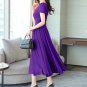 Women's Slim Short Sleeve V Neck Long Dress MIDI Dress