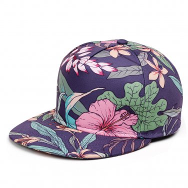3D Full Printing Flat Brim Unisex Popular Hip Hop Style Cotton Hat Floral Print Snapback Cap