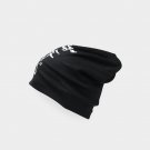 Men Women Black Skullies Beanies Letter Print Double Layer Soft Cotton Winter Caps Elastic Sport Hat