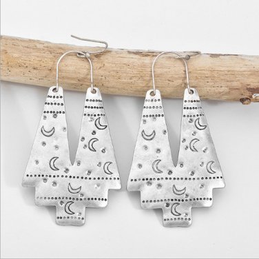 Antique Silver Drop Earrings Vintage Geometric Bohemia Dangle Earring Ethnic Women Jewelry