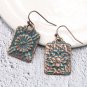 Retro Square Drop Earrings Alloy Vintage Antique Copper Women Earrings Ladies Fashion Accessories