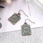 Retro Square Drop Earrings Alloy Vintage Antique Copper Women Earrings Ladies Fashion Accessories