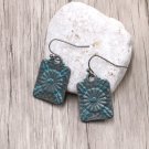Ladies Fashion Accessories Vintage Square Drop Earrings Antique Silver Retro Alloy Women Earrings