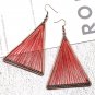 Unique Triangle Drop Earrings Red Art Thread Tassel Design Vintage Earrings Fashion Women Earrings