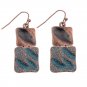 Alloy Square Drop Earrings Vintage Twist Design Copper Pendant Ethnic Earring for Women Jewelry