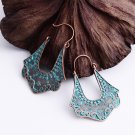 Vintage Big Drop Earrings Antique Blue Copper Dangle Earrings For Women Bohemian Jewelry