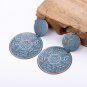 Blue Big Round Drop Earrings Antique Copper Ear Jewelry Double Circle Long Dangle Earrings For Women