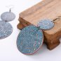Blue Big Round Drop Earrings Antique Copper Ear Jewelry Double Circle Long Dangle Earrings For Women