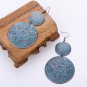 Blue Big Round Drop Earrings Antique Copper Ear Jewelry Double Circle Long Dangle Earrings For Women