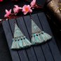 Fashion Woolen Tassel Drop Earrings Vintage Geometric Triangle Alloy Dangle Earrings for Women