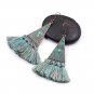 Fashion Woolen Tassel Drop Earrings Vintage Geometric Triangle Alloy Dangle Earrings for Women
