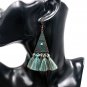 Fashion Woolen Tassel Drop Earrings Vintage Geometric Triangle Alloy Dangle Earrings for Women