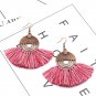 Cherry Pink  Woolen Tassel Earrings Bohemian Vintage Drop Earrings Geometric Shaped Women Earrings