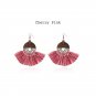 Cherry Pink Woolen Tassel Earrings Bohemian Vintage Drop Earrings Geometric Shaped Women Earrings